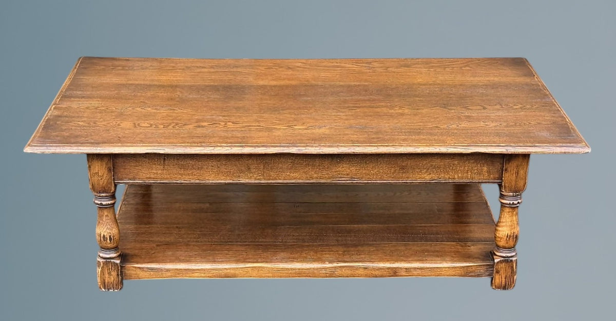 Large Oak Coffee Table With Two Drawers