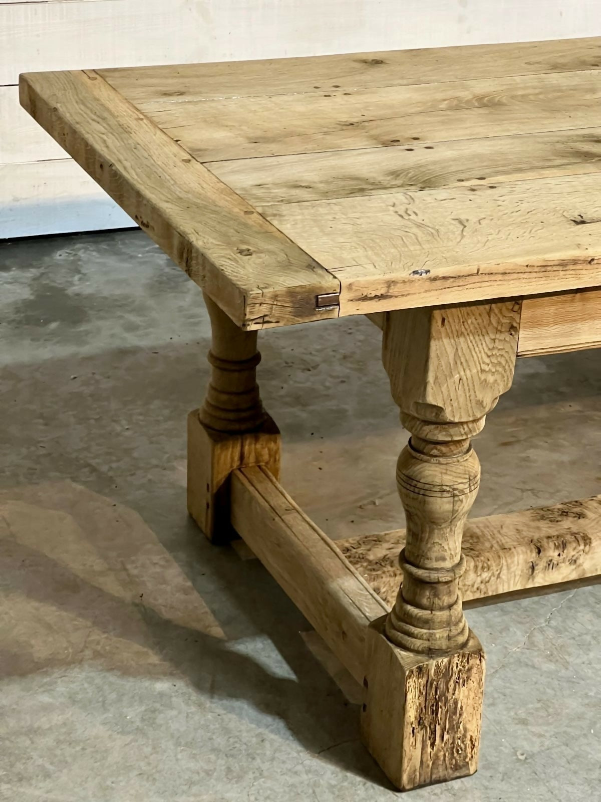 Characterful Bleached Oak Farmhouse Dining Table