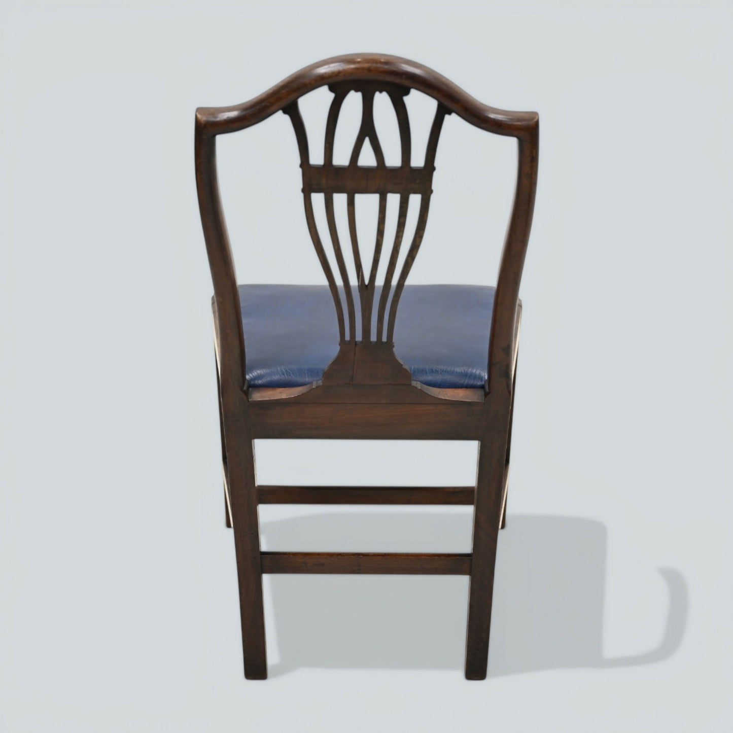 6 Georgian Mahogany Dining Chairs Blue Faux Leather Seats FREE UK Delivery