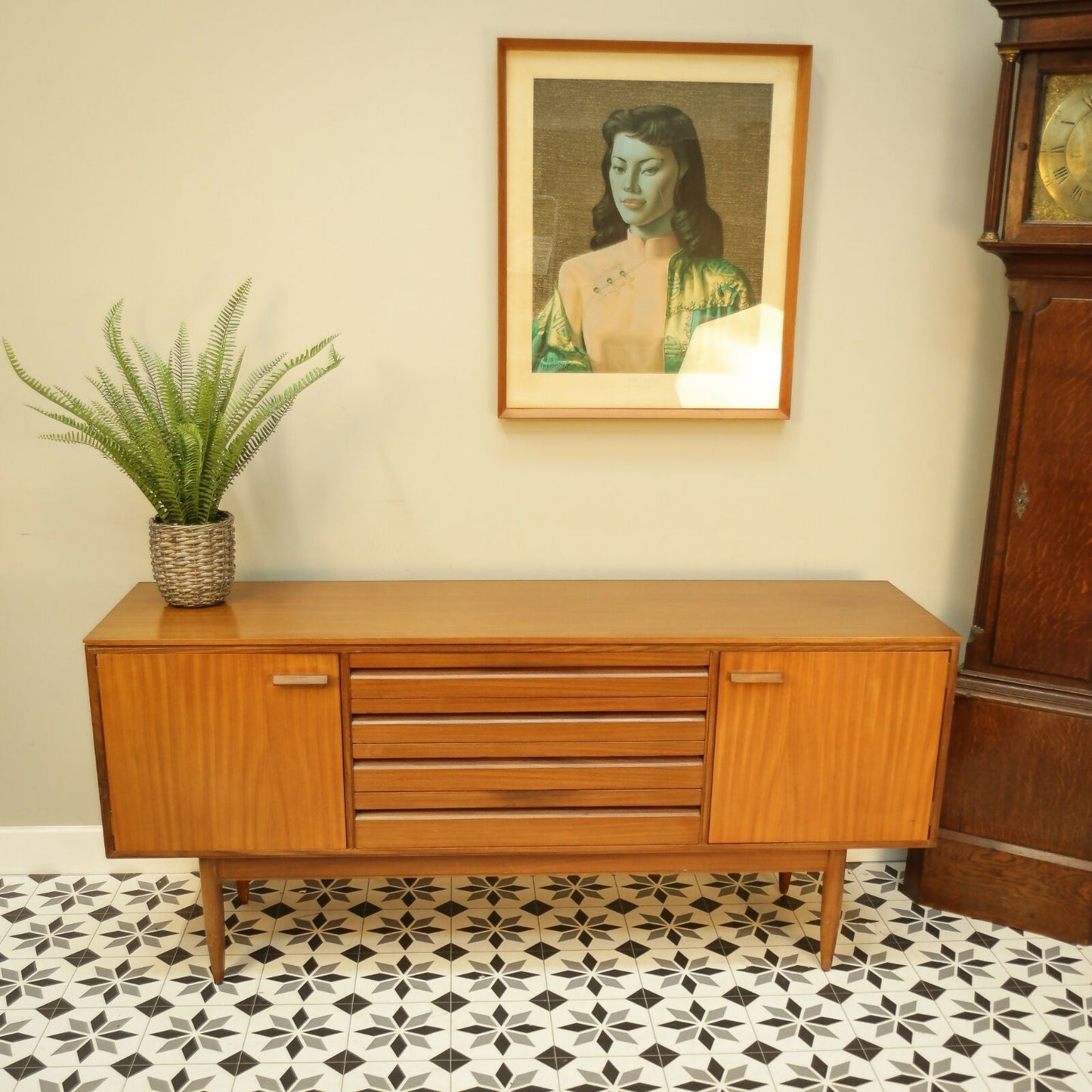 Vintage White and Newton Teak Mid Century Sideboard