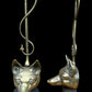 Pair of Antique Brass Fox Head Door Porters or Door Stops