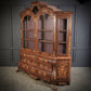 Large Marquetry Inlaid Walnut Bombe Shaped Vintage Cabinet