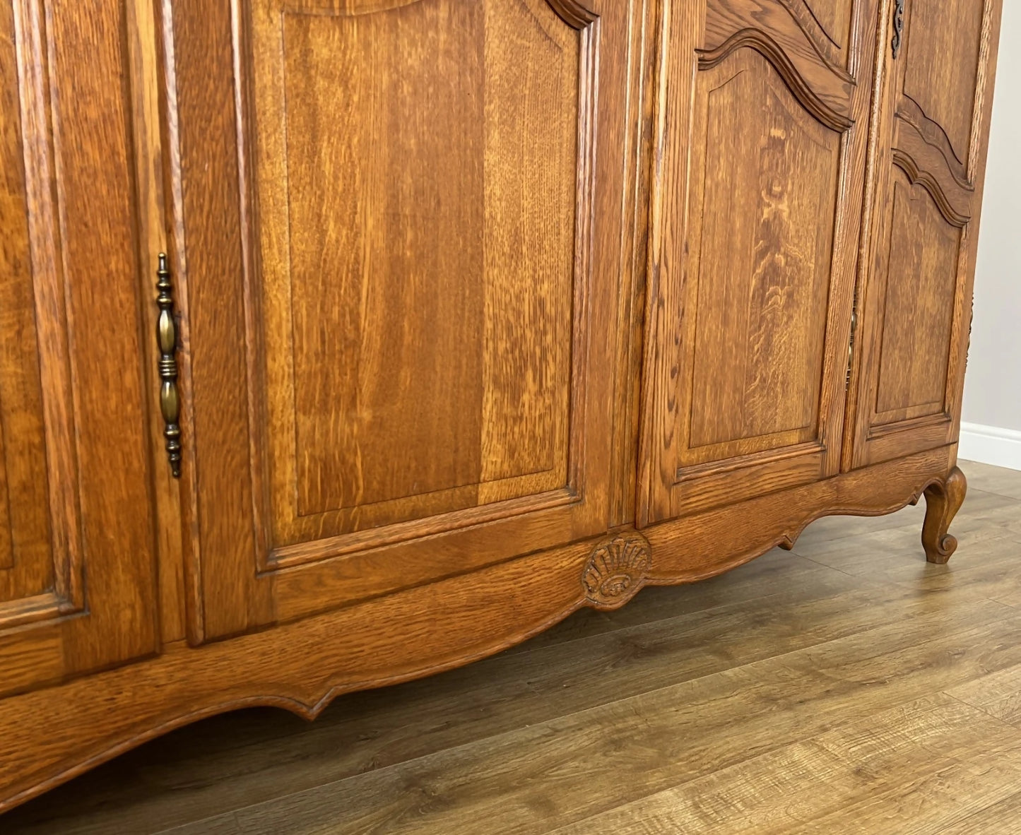 Wardrobe Vintage French Louis XVI Style Four Door Oak Carved Armoire LOT 6080