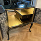 Cocktail Cabinet. Vintage Queen Anne Repro. Chinoiserie style. Black & Gold. Handpainted.