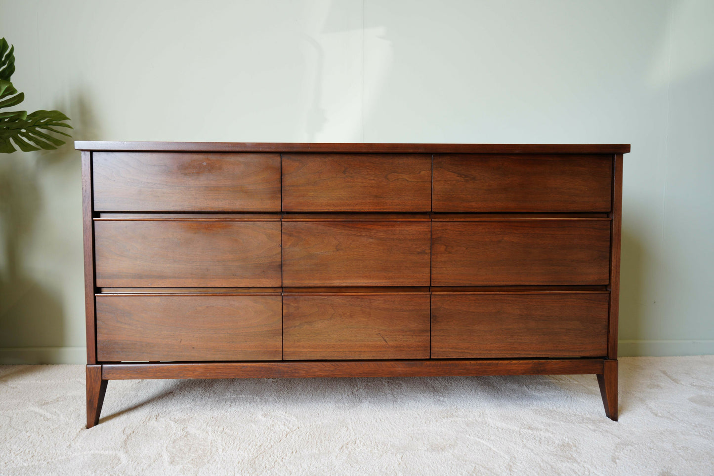 Nine Drawer Vintage Chest In Figured Walnut – Canada, C. 1960s