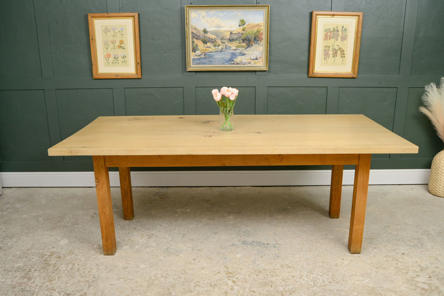 Handmade Solid Oak Dining Table - Almost 7 Foot - Washed Oak