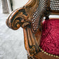 Early 20thC Walnut Framed Bergere Caned Back and Sides Raised on Cabriole Legs