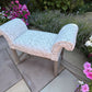 Window Seat, Scroll Armed Bench, Upholstered Cream Willow Fabric Hallway Chair