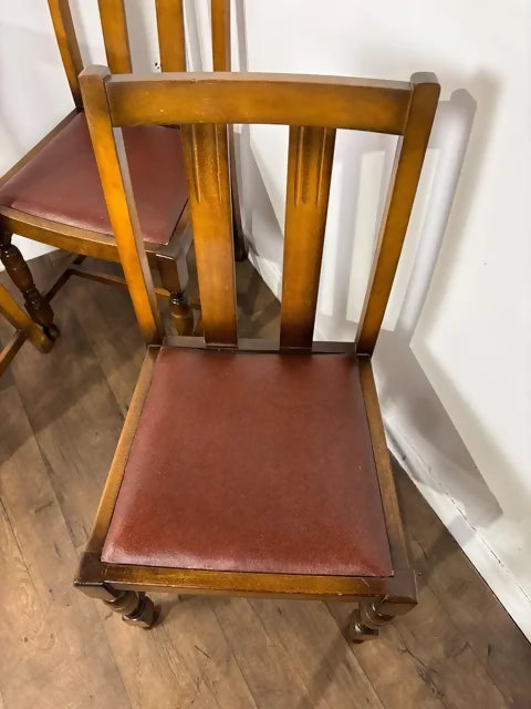 Vintage Set Of Six Oak Dining Chairs