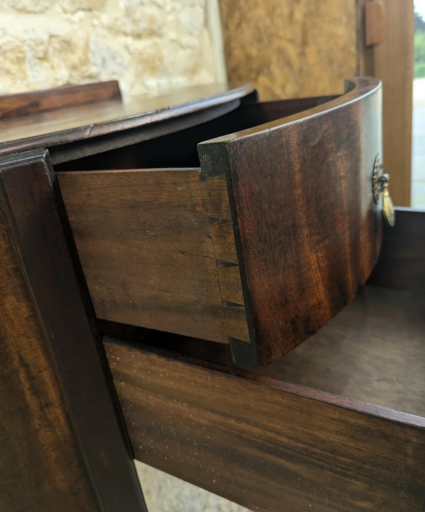 Georgian Mahogany Demi Lune Console Side Table with Drawers