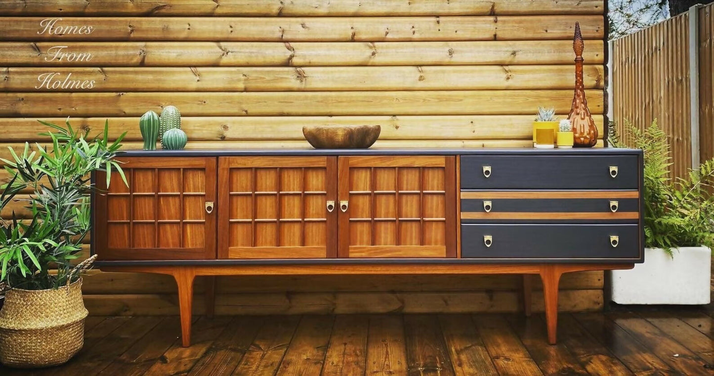 Available for commission Mid century sideboard / MCM / vintage / retro / custom / hand painted / A Younger sideboard / rare / teak / cabinet