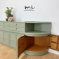 Refinished Nathan sideboard set in Pale Sage Green, modular, corner cabinet, tv stand, media unit, drinks, mid century modern, cupboard