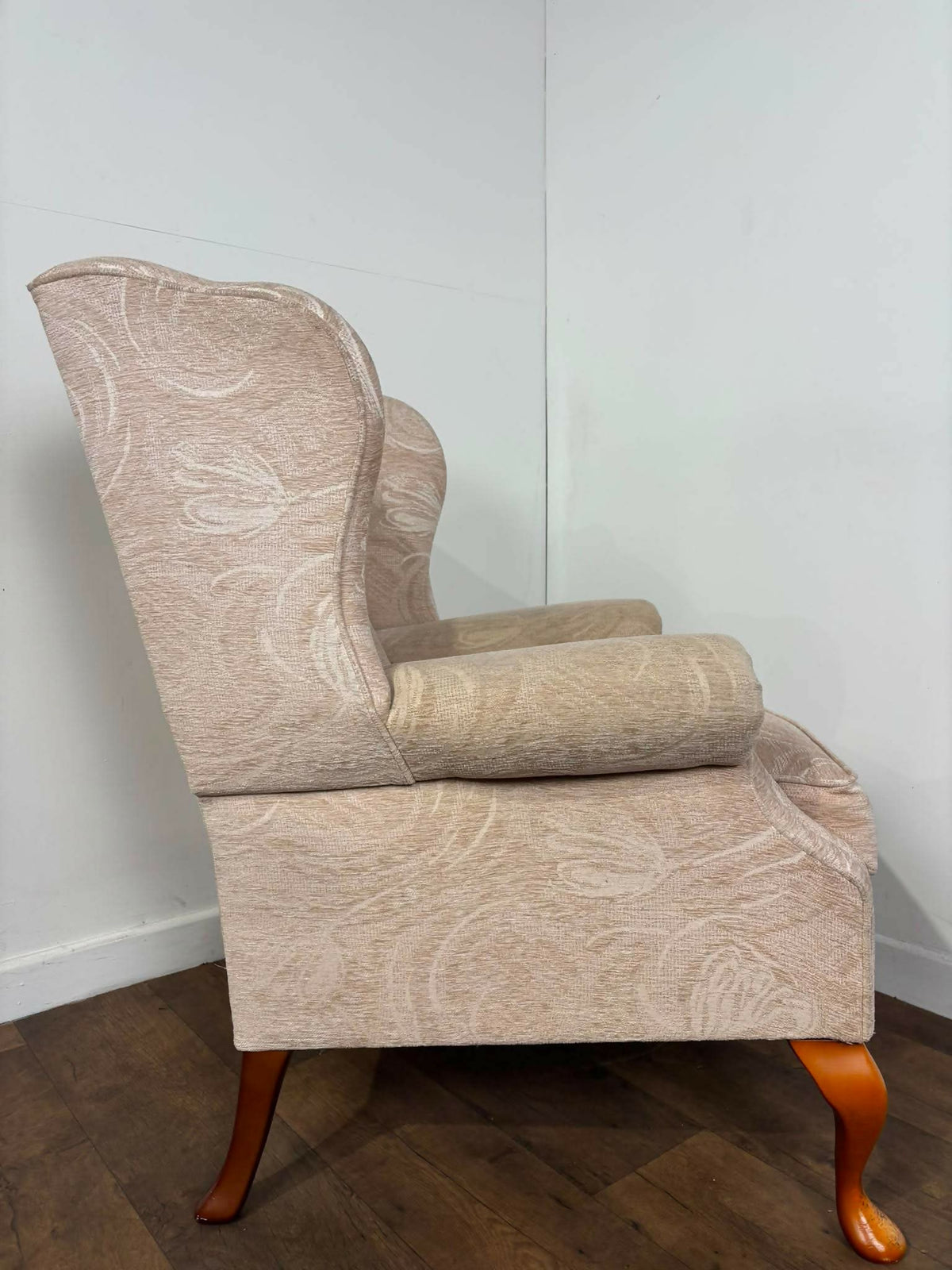 Vintage Style Cream Fabric Wingback Armchair
