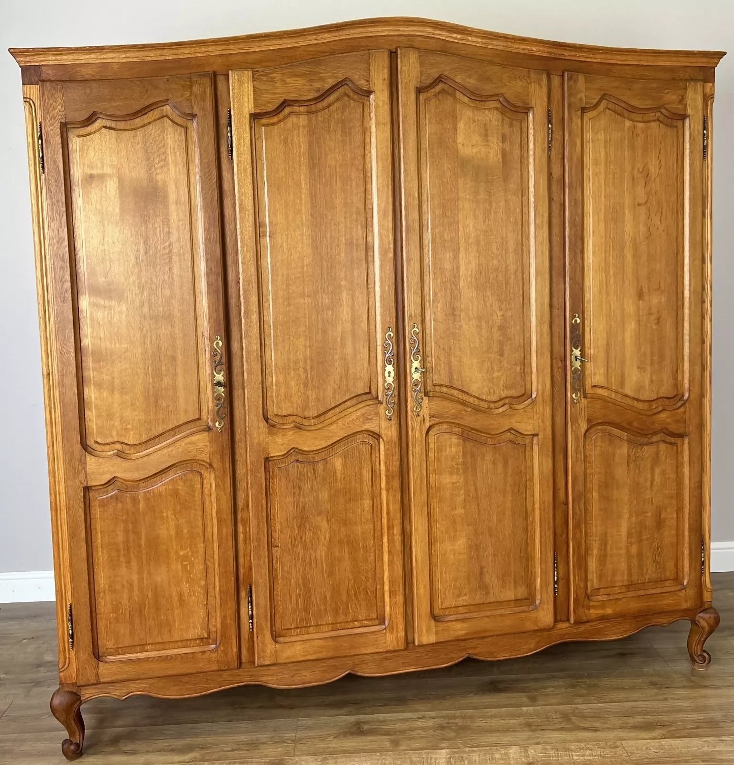 Wardrobe Vintage French Louis XVI Style Oak Four Door Carved Armoire LOT 4979