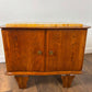 Pair of French Art Deco Oak Bedside Cabinets with Marble Tops