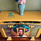 Mustard Magic: Upcycled Sideboard with floral abstract Art and Decoupaged Drawers