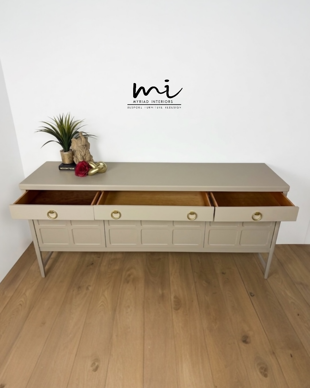 Refinished Large Neutral Vintage Nathan Sideboard with drinks cabinet - beige, cream, cocktail cabinet, tv stand, media unit, retro nude