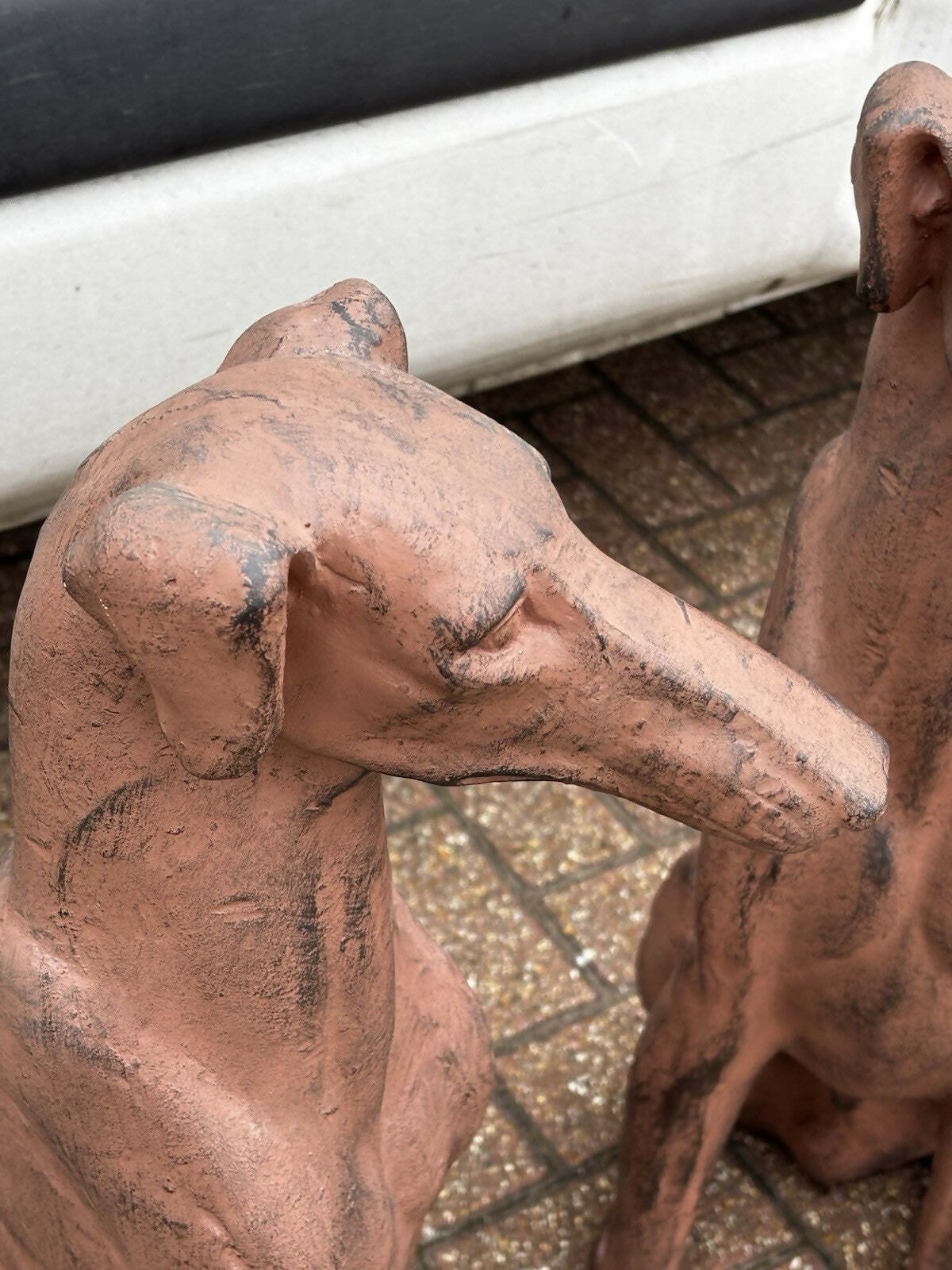 Life Size Pair Of Whippet / Greyhound Vintage Garden Statues.
