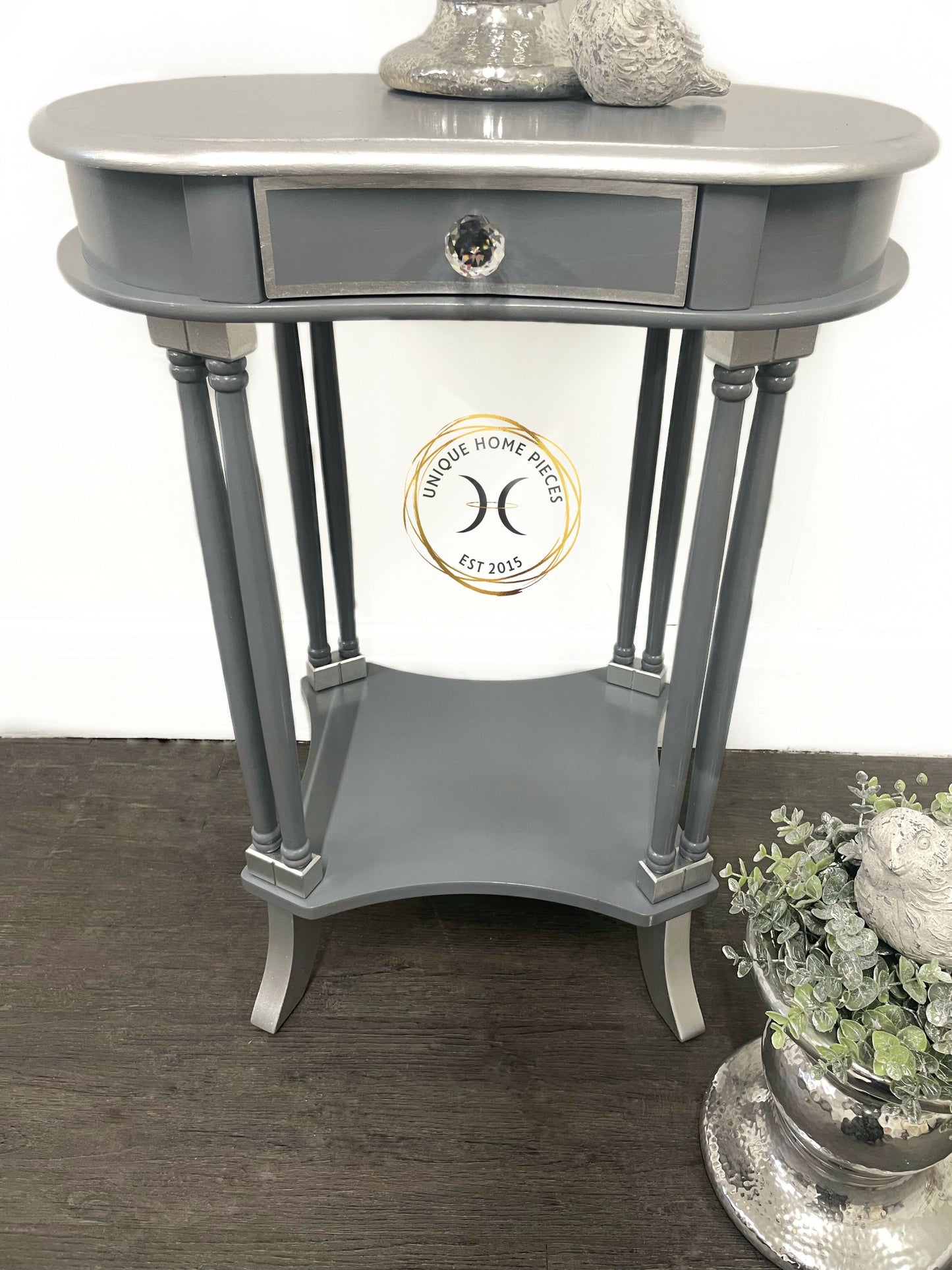 Grey And Silver Side Table