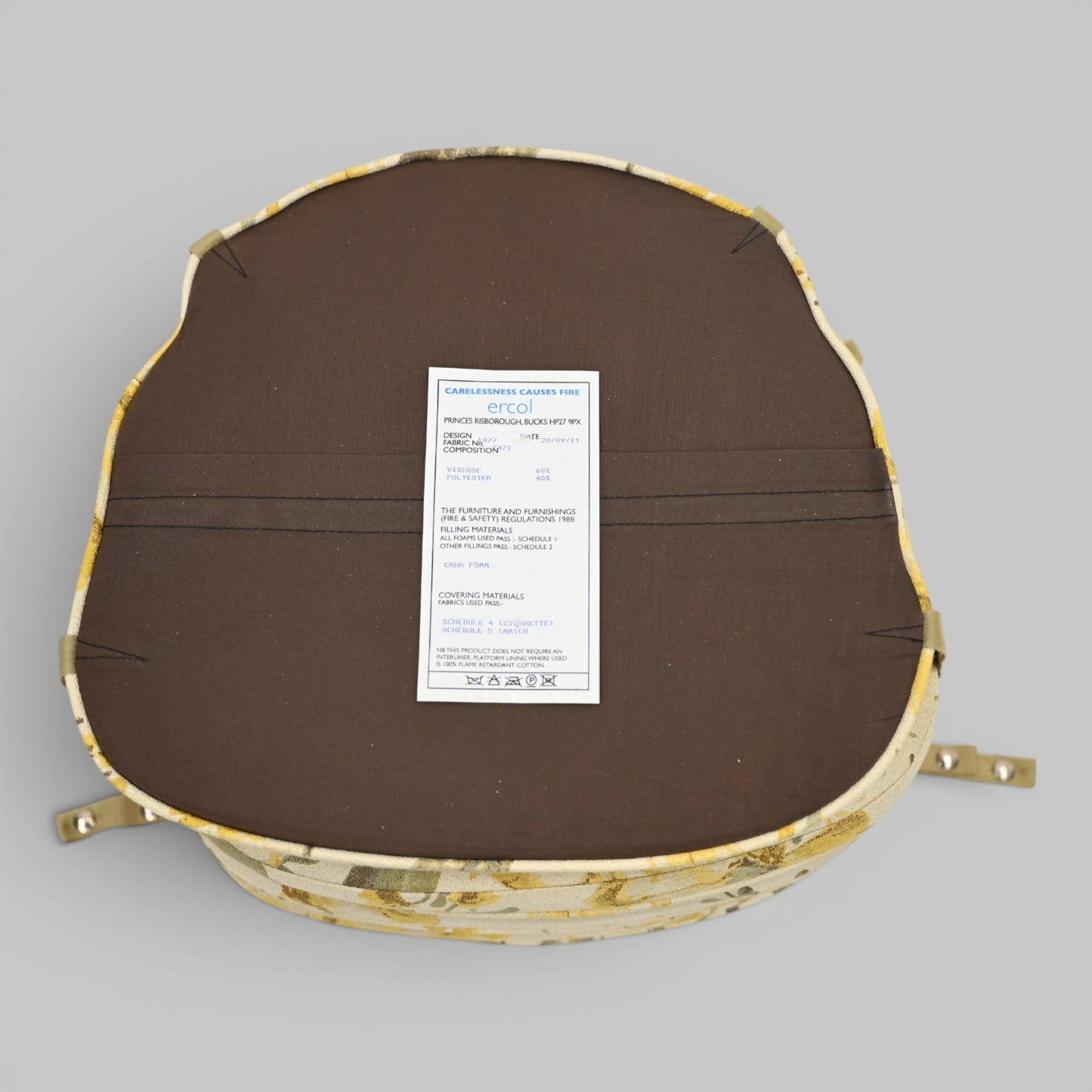 5 Ercol Chair Cushions With Popper Fixing Strap Ercol's Fire Label FREE Delivery