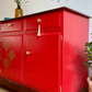 Midcentury Modern Stag Minstrel Sideboard, Red Sideboard