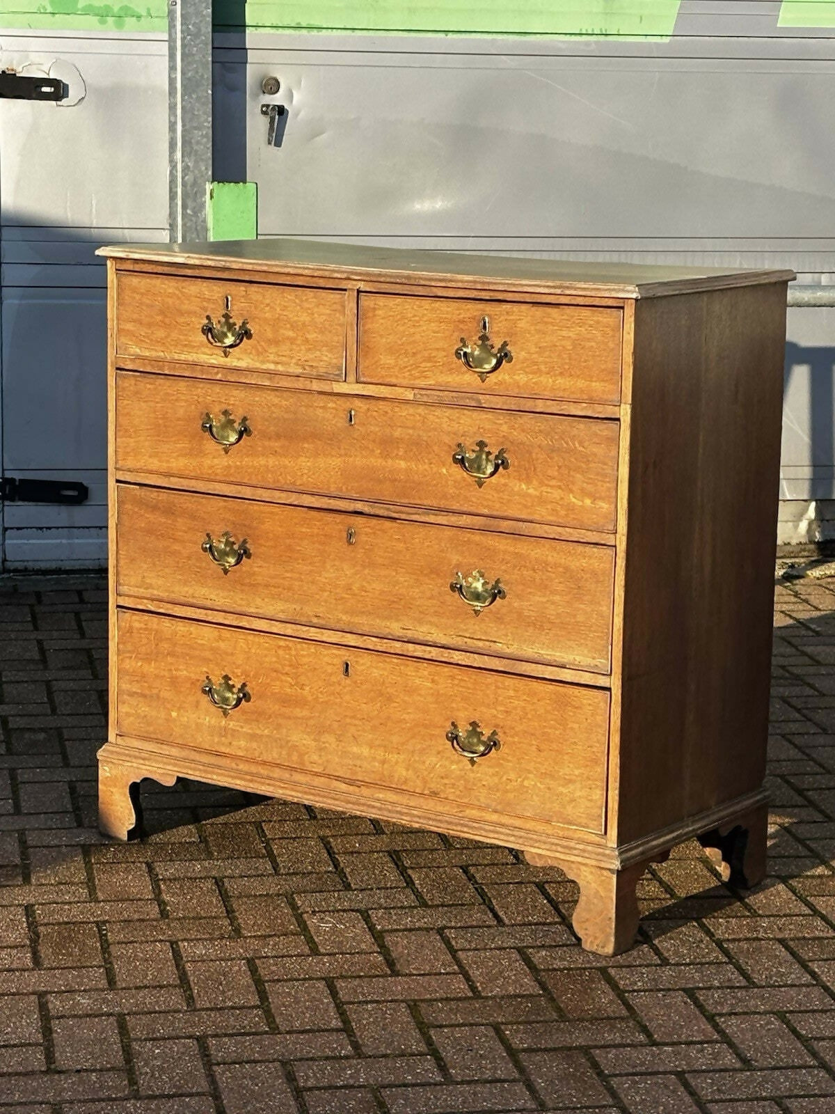 Vintage Georgian Light Oak Chest Of Drawers.
