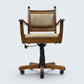 Vintage Wood Bros Old Charm Captains Office Chair Green Hide Leather Tilt Swivel
