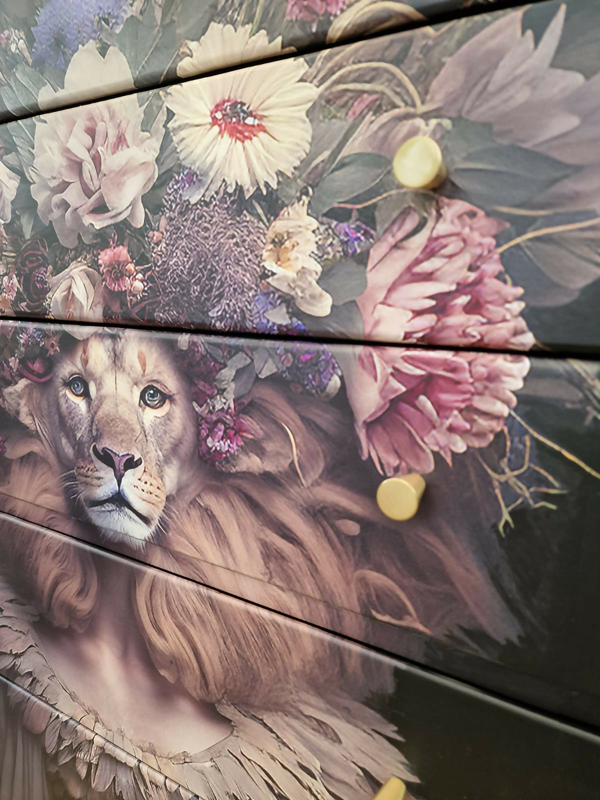 Harris Lebus 6 Drawer chest of drawers with Lioness Floral decoupage design