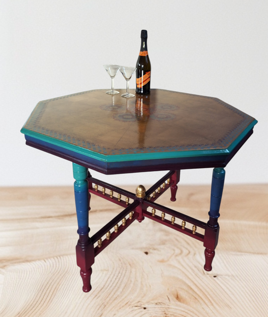 “Precious Jewels” Octagonal Carved Wooden Table