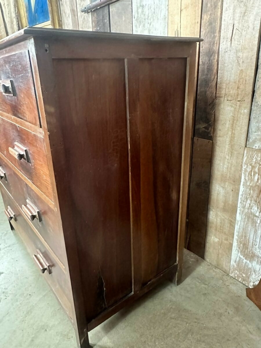 Antique Art Deco Mahogany Two over Three Chest of Drawers, Harris Lebus