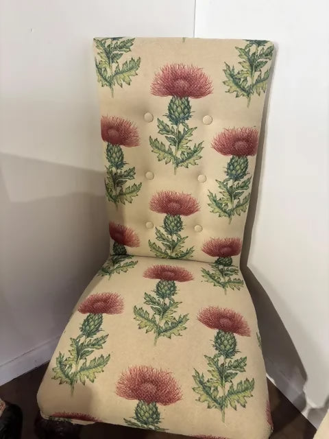 Set Of Six Victorian Style Upholstered Dining Chairs On Claw & Ball Feet
