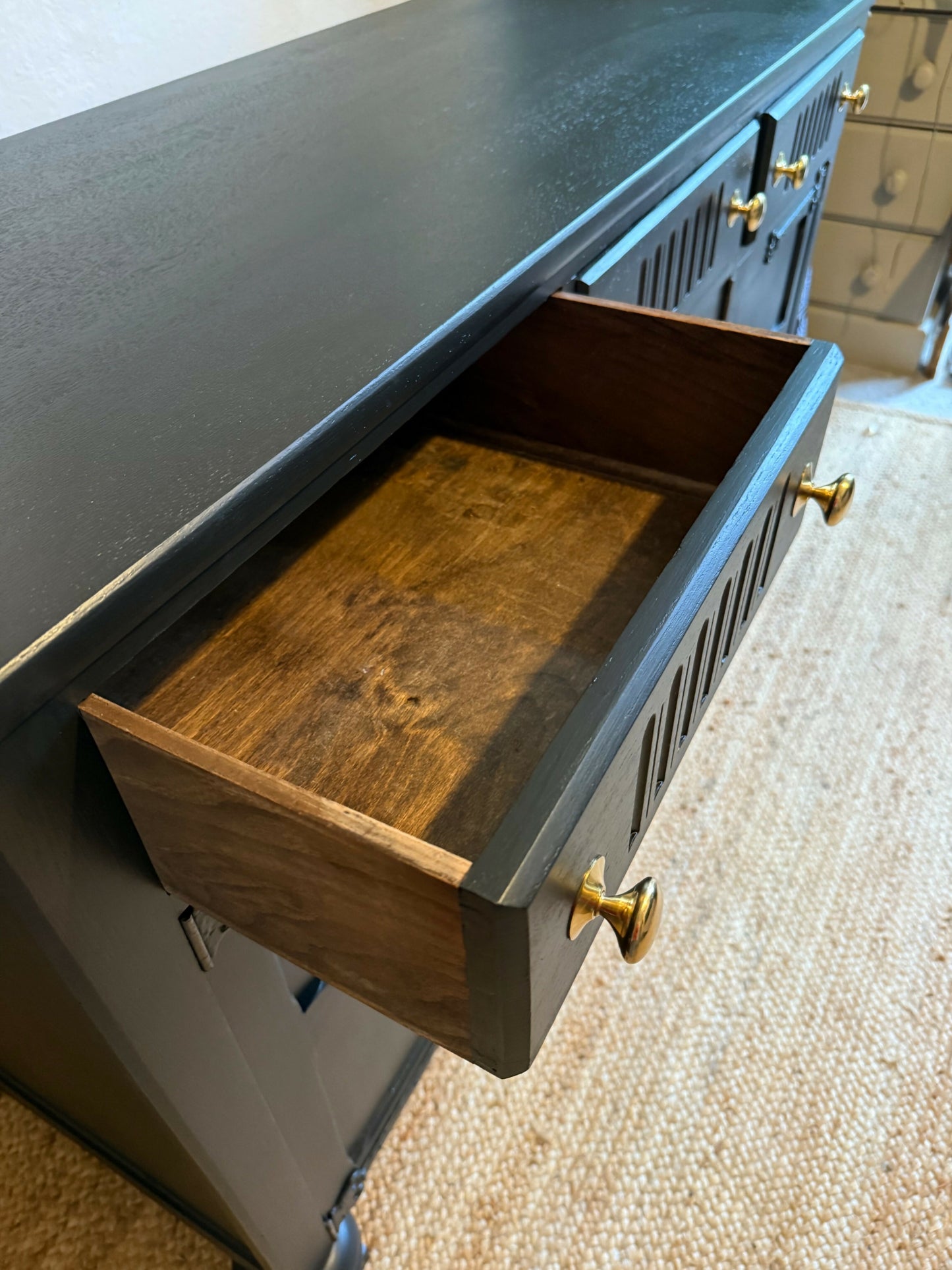 Newly refurbished solid wood sideboard black large