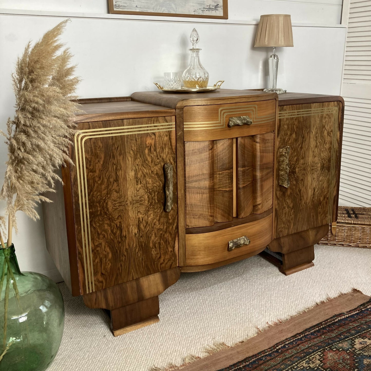 Art Deco Walnut Sideboard Cocktail Cabinet by F.H Marshall