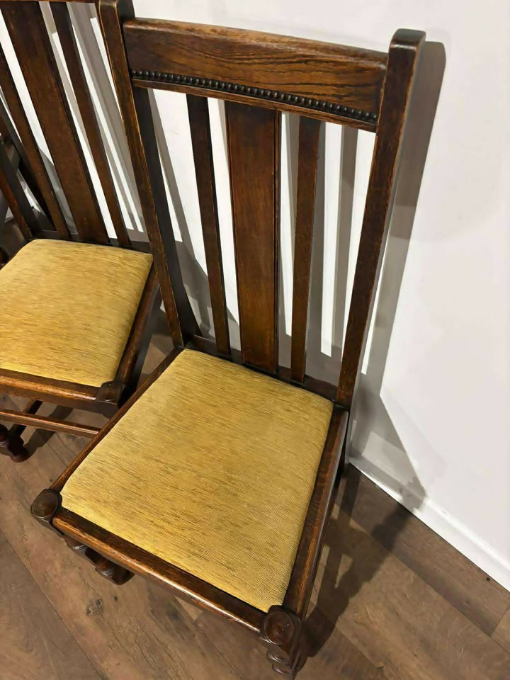 Vintage Set of Five Oak Dining Chairs