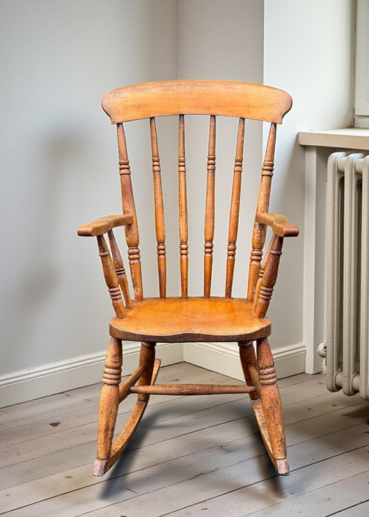 Antique Windsor Rocking Chair Stamped WMW