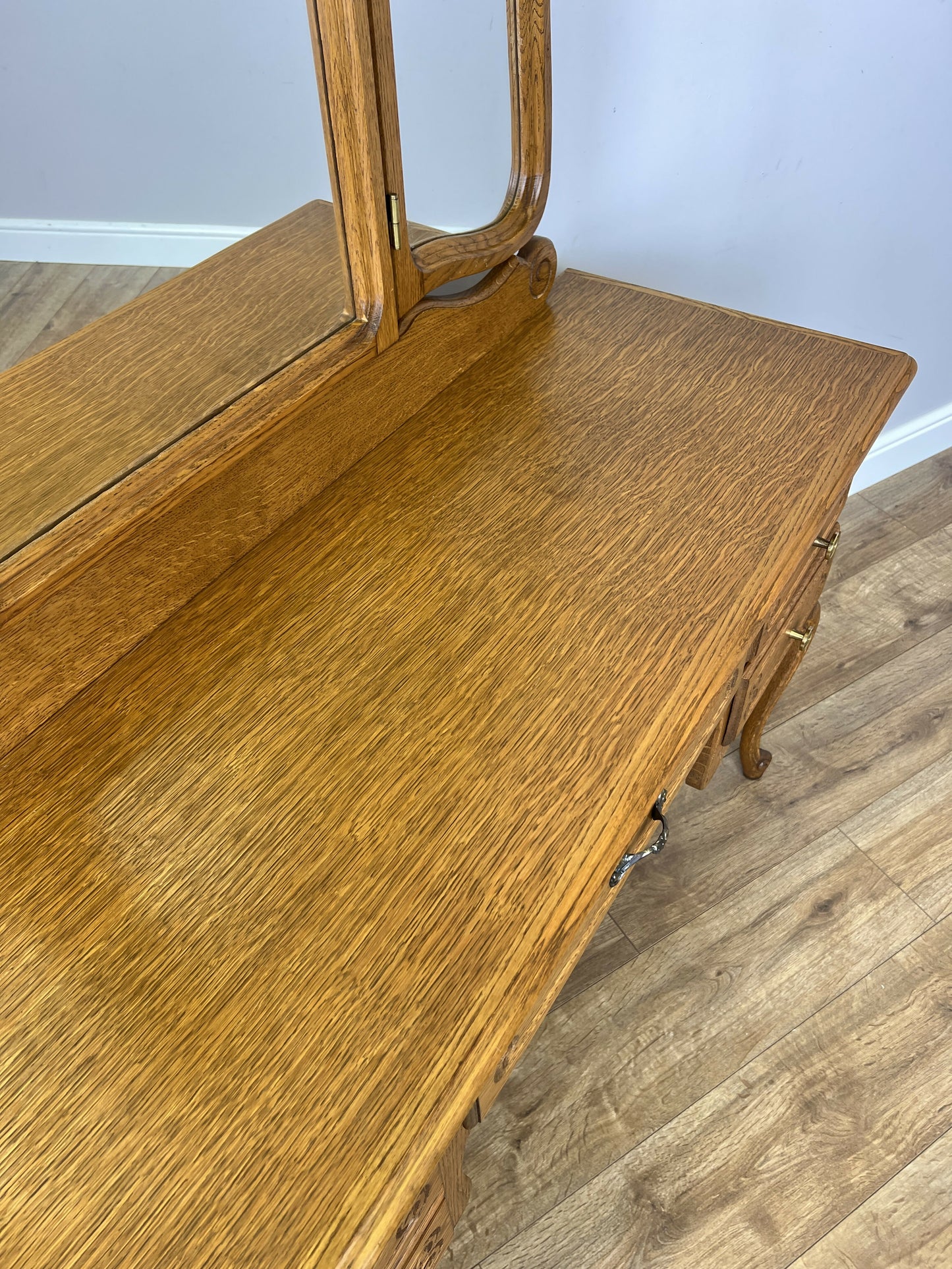 Dressing Table with Mirror Vintage French Oak Louis Vanity Table Makeup LOT 6321