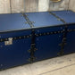 Luxury Handmade Pebble Blue Black Leather Furniture Trunk
