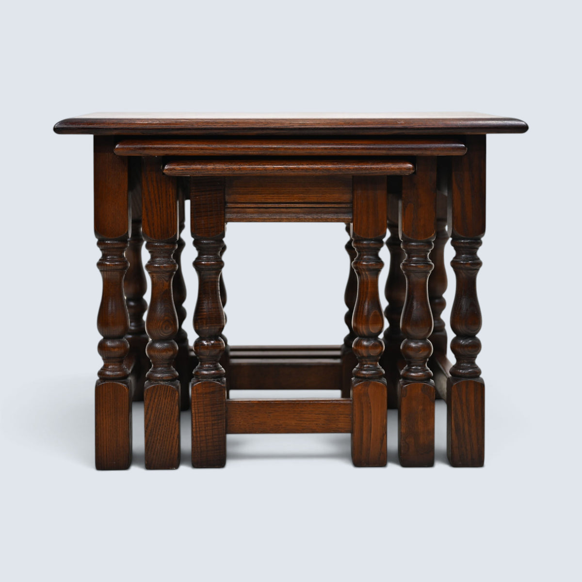 Old Charm Nest of 3 Tables Tudor Brown Finish Model 1494 FREE* UK Delivery