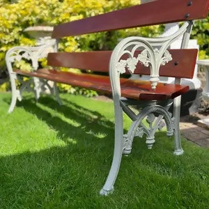 Garden Bench Pebble Grey Adorned with Sapele Planks