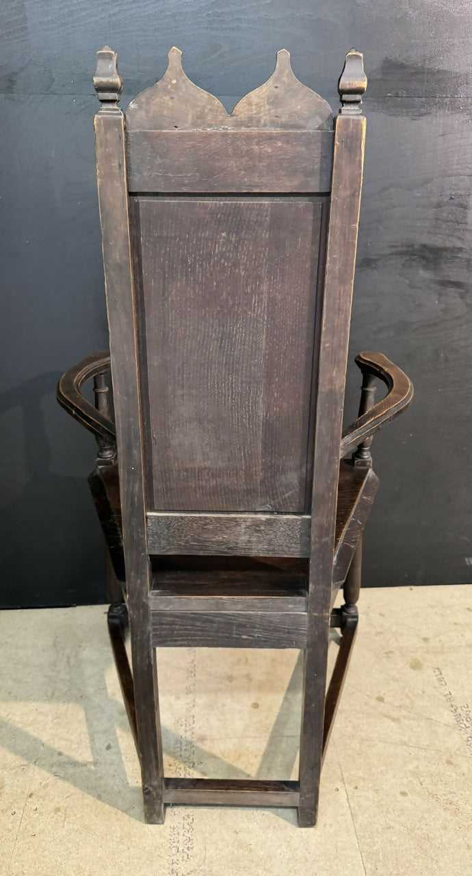 Carved Oak Wainscot Arm Chair