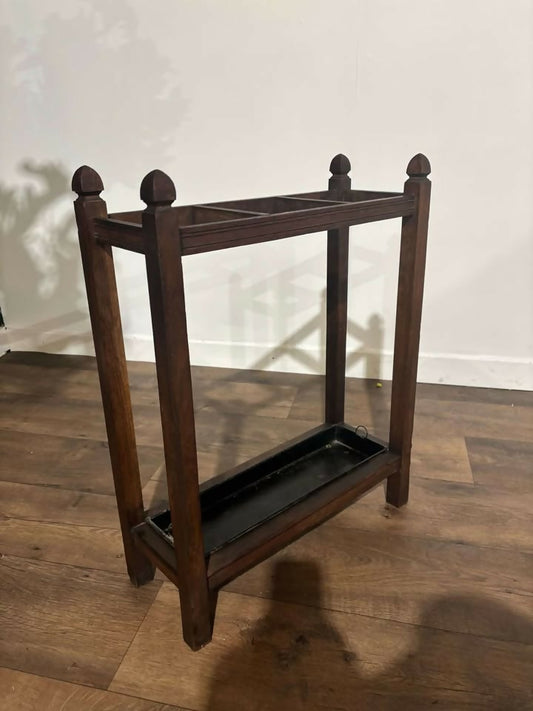 Vintage Oak Stick Stand With Drip Trayvv