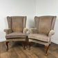 Pair of Matching Wingback Fireside Chairs On Cabriole Supports