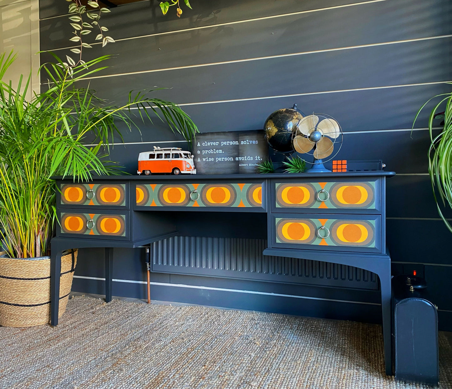 Desk By Stag, Dark Grey Retro 1970s