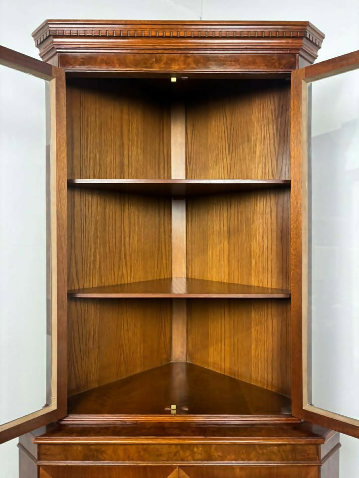 Reproduction Burr Walnut Corner Cabinet