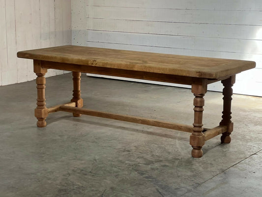 French Oak Farmhouse Kitchen Dining Table With Drawer