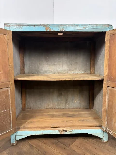 Rustic Reclaimed Wooden Light Blue Cupboard
