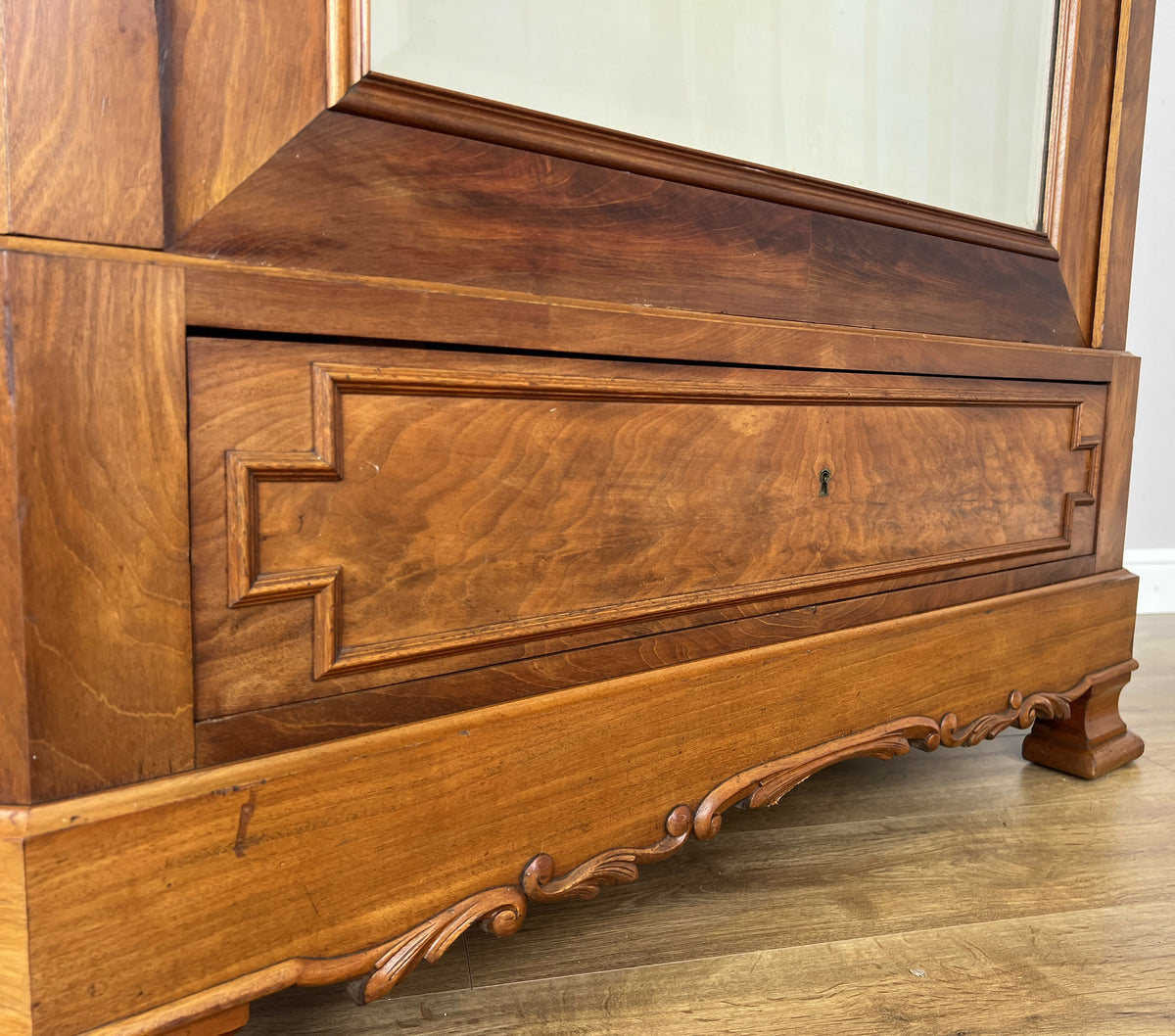 Wardrobe Antique French Walnut Burr Mirrored Storage Armoire LOT 6511
