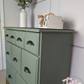 Professionally Upcycled 9-Drawer Captain's Chest – Sage Green & Dark Wood