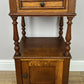 Bedside Table Antique French Style Marble Top Oak Cabinet Nightstand LOT 6243