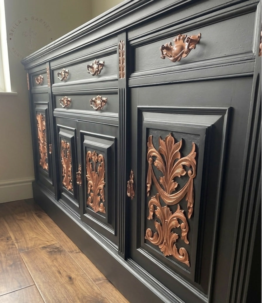 Statement Black and Copper Sideboard Solid Wood